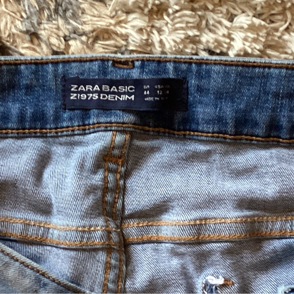 ZARA Basic Z1975 Denim Blue Jeans Distressed Women’s 12 - Picture 3 of 8